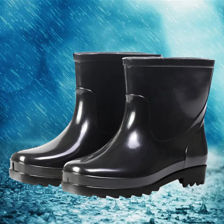 Ankle Boots Ladies Water Boots Black Low Cut Rain Boots (Bota
