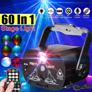 TaffLED Lampu Disco laser sensor suara musik sorot panggung Proyektor USB 60 Patterns 240V M RGB-61