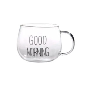 SUPERMARKET IMPORT EKSPORT Gelas Good Morning Cangkir Kopi Glass Coffee Mug Good Morning Kapasitas 450ml Gelas Kopi Gelas Aesthetic Gelas Kaca Gelas Minum