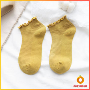 Cozy ถุงเท้าข้อจีบ สีพาสเทล  สไตล์ญี่ปุ่น  สำหรับผู้หญิง Women socks
