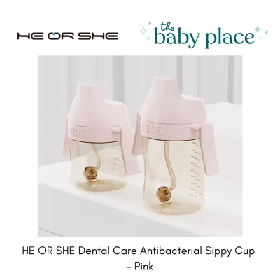 HE OR SHE Dental Care Antibacterial Sippy Cup | Baby Training Straw Cup Spill Proof 6m+ 7oz/10oz