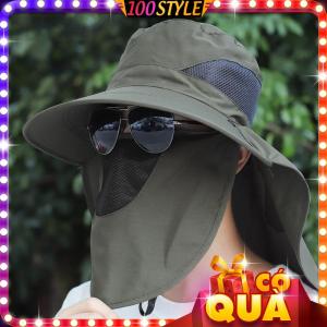 Nón Camping Vành Rộng Nam Nữ Chống Nắng Phối Khăn - 100style