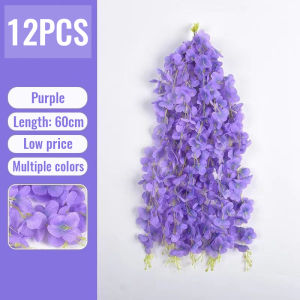 12PCS 110CM Artificial Silk Flower Garland Vine Wisteria Leaf Hanging Wedding Party Home Decor
