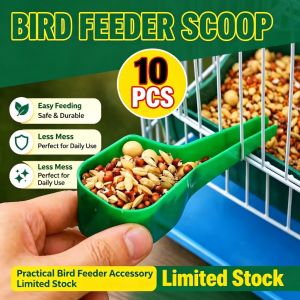 10Pcs Plastic Birds Tableware Plus Food Spoon Feede Bird Food Spoon Bird Feeding Spoon