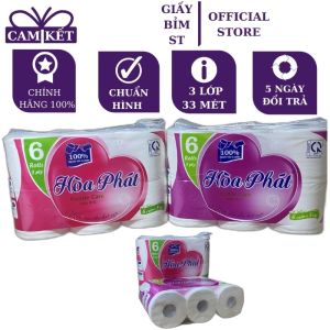 Giấy vệ sinh Hòa phát 3 lớp cao cấp 6 cuộn 1kg cho gia đình quán ăn nhà hàng