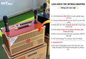 XẢ KHO | Loa xách tay Karaoke Bass Echo Delay MTMAX B82 Pro 2Bass 16 Đa Dạng Kết Nối BT AUXUSB hát siêu hay