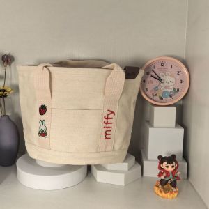 Túi tote vải bố hoạt hình Miffy cho phụ nữ túi xách thường ngày EVERYDAY với khóa kéo và túi điện thoại