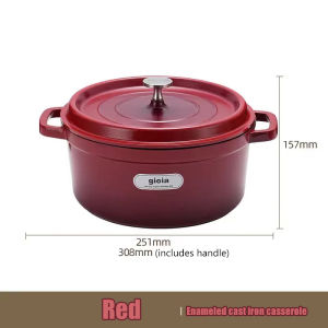 Cast iron saucepan enamel saucepan 24cm round stockpot household multifunctional pot stockpot