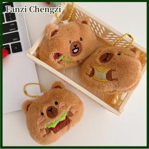 Fanzi Cute Creative Squeaky Capybara Plush Doll Stuffed Toy Keychain Pendant Bag Hang Ornament Girly Backpack Charm Kids Birthday Gift