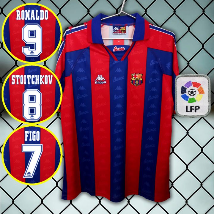 เสื้อฟุตบอลย้อนยุค ทีม บาร์เซโลน่า เหย้า ปี1996-97  #RT0040 รับทำชื่อเบอร์ ไซส์เอเชีย S-2XL