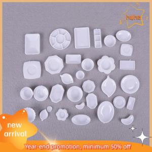 huhe 33pcs Mini Dollhouse Miniature Kitchen utensils dish plate tableware Toys