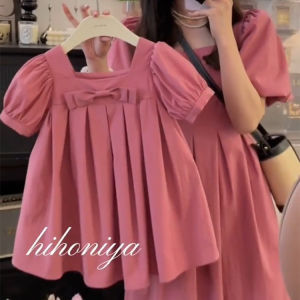 Parent Child Dress Mother and Daughter Same Pink Explosive Street Fashionable Korean rens