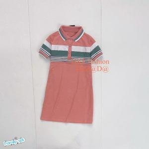 fashion casual Tricolor stripes kids polo dress cotton 1 year to 15 years wear PRRQ