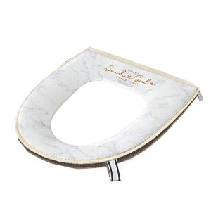 NJJU with Handle Marble Toilet Seat Waterproof Zipper Winter Toilet Seat Cover Home Essential Warm Closestool Mat Bathroom