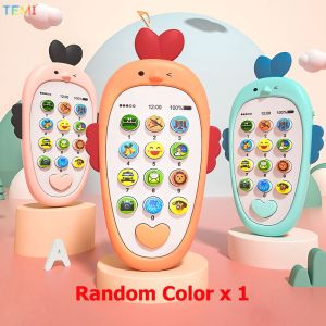 TEMI Baby Kids Phone Toy Remote Controlled Toys early education toys Musical Phone Learning Educational Toy Lullaby Radish teether bite toy Bilingual Chinese and English