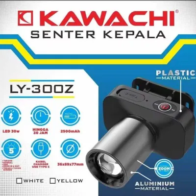 SENTER KEPALA LED ZOOM KAWACHI LY-300Z 30 WATT - CAHAYA SUPER TERANG - ALUMINIUM ALLOY - TAHAN LAMA - TYPE-C