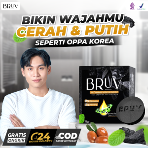 BRUV For Men - Sabun Cuci Muka Mencerahkan dan Memutihkan Brightening Soap Ampuh Atasi Jerawat Komedo Bopeng Bruntusan Wajah Kusam Kulit Sensitif Kering Berminyak Alergi Dengan Alami Tanpa Efek Samping
