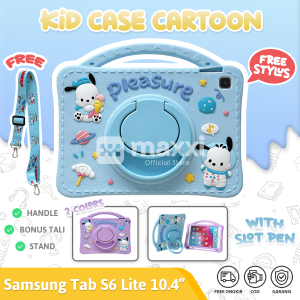 Softcase With Pencil Slot Rotate Cover Samsung Tab S6 Lite 2019 2020 2022 10.4 inch Soft Case Kesing Putar Anak Karakter Kartun Lucu Pochacco