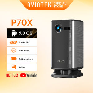 BYINTEK P70X Portable Mini Projector with Built-in Battery 4K Support 3D Movie WiFi Bluetooth for Outdoor Movie Night and Home Theater
