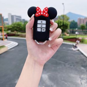เคสกุญแจรถฮอนด้าระดับไฮเอนด์ เคสกุญแจซิลิโคนลายการ์ตูนมินนี่ Civic urv Accord เคสกุญแจรถ xrv น่ารัก