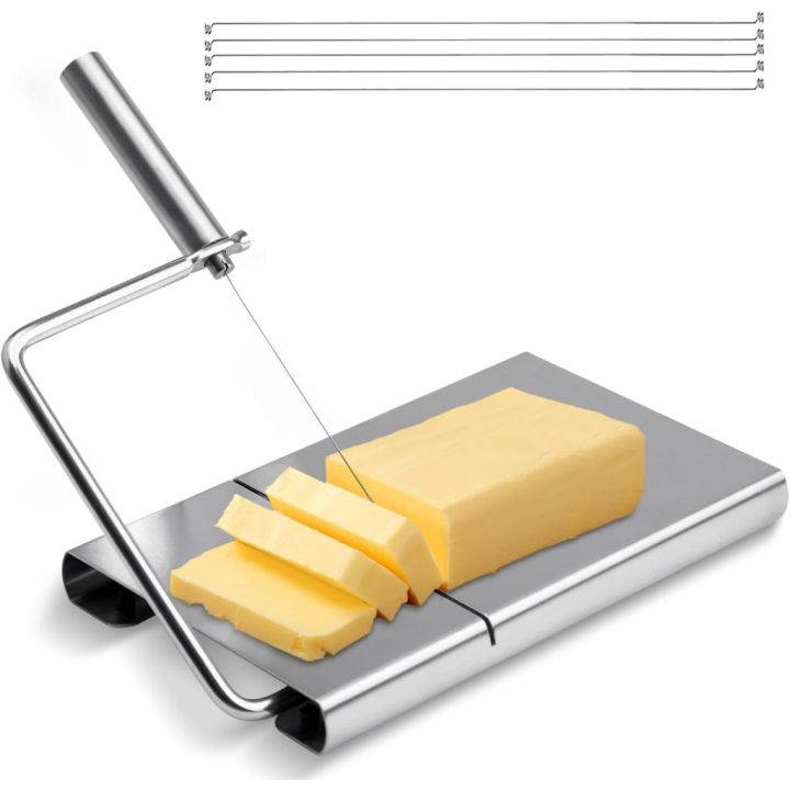 Cheese Slicers With Wire, Cheese Cutters for Block Cheese with 5 Replacement Wires, Stainless