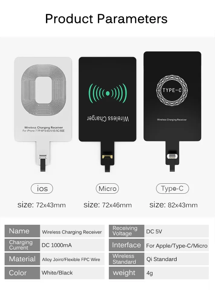 Support Qi Wireless Charging Receiver For iPhone Plus Micro