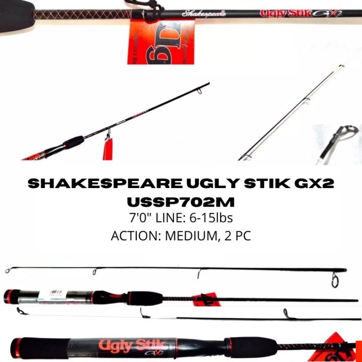 Shakespeare Ugly Stik GX2 USSP702M (6-15lbs) 2pc Spinning Fishing Rod | Lazada PH