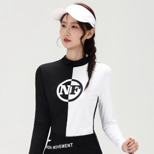 New Golf Clothing - Fall/Winter Womens Long-sleeved Round-neck T-shirt With Patchwork Color Combination Fashionable and High-end Stylish and Comfortable Elastic and Breathable Outdoor Casual and Sports Outfit Skirt