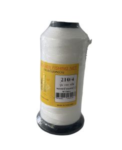 ด้ายแหอวน 210/4 รุ่น 100 กรัม หลอดปากแตร L สีขาว