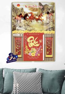Tranh Lịch Tết 2026 Bằng Gỗ Laminate Tráng Gương 3D – Chủ Đề Hình Mã Đáo Thành Công – Treo Tường 40x60cm – Kèm Bloc Lịch