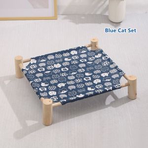 Pet bed Elevated Wooden Portable Cooling Pet Cat Bed Can be removed washed Hammock