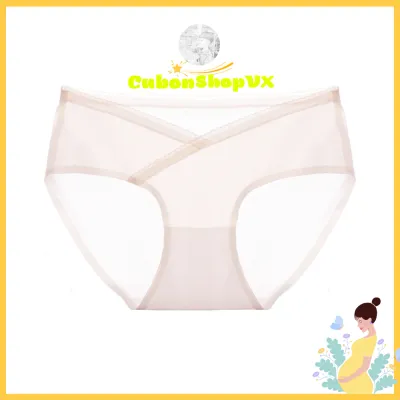 Quần lót bà bầu 90021 cạp chéo vải lụa băng Quần chip mẹ bầu và sau sinh mềm mại kháng khuẩn CubonshopVX