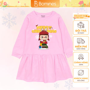 Váy bé gái Labubu Bomines Đầm cotton tay dài cho bé 3-12 tuổi 14-36kg DTDLBBXM