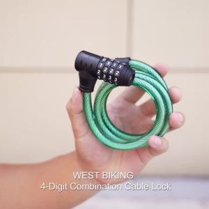 2026 WEST BIKING Portable Bicycle Cable Lock Multi-Color Password Anti-theft Bike Lock Zinc Alloy Lock Core For Scooter MTB Road Bike