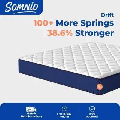 SOMNIO 8 inch Memory Foam lndependent Spring Mattress ( Single / Double / Queen / Famly )