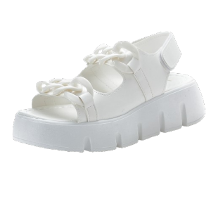 Luxus Suzy Sendal Wedges Hak Tebal Sandal Tali Rantai Wanita Black White LX2580