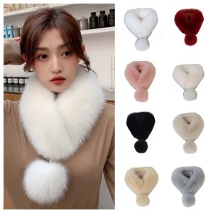 THANKSKY Từ tính Khăn choàng lông mềm mại Dày hơn Giữ ấm Áo giữ ấm cổ chéo Thanh lịch Khăn quàng cổ Khăn quàng cổ ấm áp Mùa đông