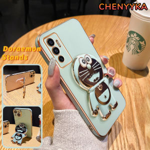 CHENYYKA Casing Ponsel untuk untuk VIVO V29 5G X90 Pro V23E 5G Y75 V23 5G S12 5G V21 5G V21s 5G V25 5G V25E X80 Lite 5G Case sarung HP desain baru pola Doraemon lucu kartun Cases pola lapisan tipis melindungi Kesing tahan Casing Stands Softcase