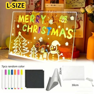 LED Light Up Drawing Board | Night Light Message Board | With 7 Color Pens Erasable Writing BoardforKids