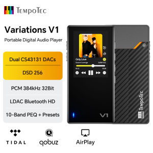 Variations V1 EZHiFi & TempoTec HiFi Music Player Digital Audio Player USB DAC Headphone Amplifier 4.4mm & 3.5mm Ports PEQ