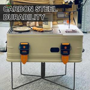 Camping Foldable Metal Stand Portable Iron Storage Box Bracket Outdoor Storage Boxes Shelves for Outdoor Picnic Fishing[Winnereco World]