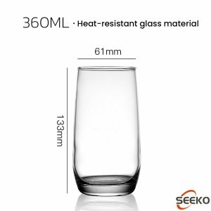 Seeko 1Pc Transparent glass cup 360ml for Red or White Wine Juice Banquet Party Bar Wedding