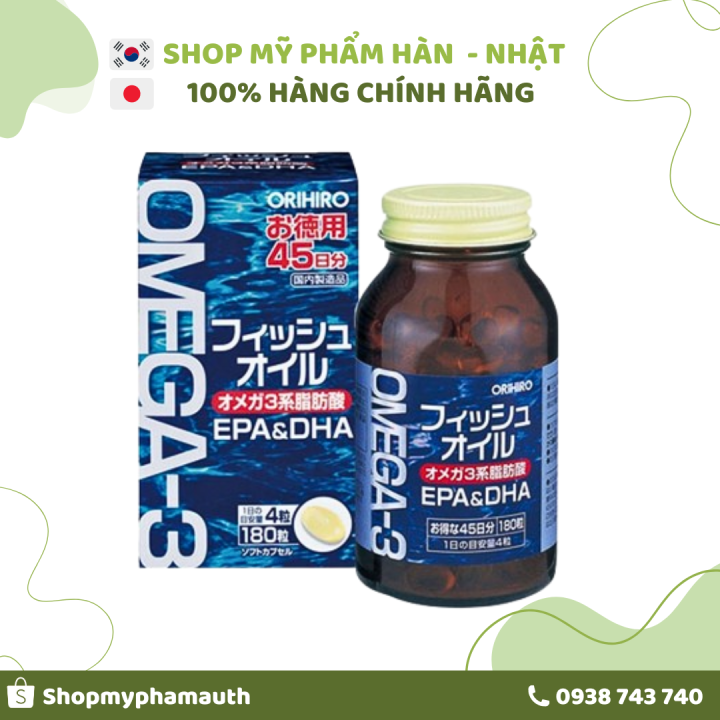 Viên uống dầu cá Omega3 Orihiro Nhật Bản Hộp 180 viên SALE DATE 5/2025