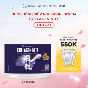 Nước uống Collagen Nite Kinohimitsu chống lão hóa giúp ngủ ngon làm sáng và mịn da 10 chai x 50g