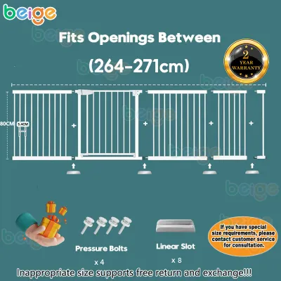 Beige Safety Gate Fence Barrier for Baby Child Dog Pet Stairs Sturdy Adjustable Indoor Dog Gate Baby Door