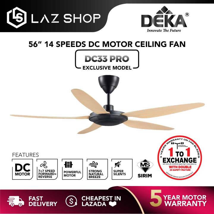 DEKA 56'' 5Blade 14 Speed DC Motor Ceiling Fan w Remote Control DC33