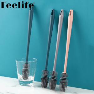 Creative 360 Degree Silicone Milk Bottle Brush Long Handle Safe Multi-Use Household Cleaning Brush Kitchen Supplies