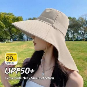 Yzlong UPF50 + rộng vành mũ che nắng cho phụ nữ có thể gập lại UV protection 阳king夫with bảo hiểm cổ phong cách cổ điển ngoài trời Mũ đi biển