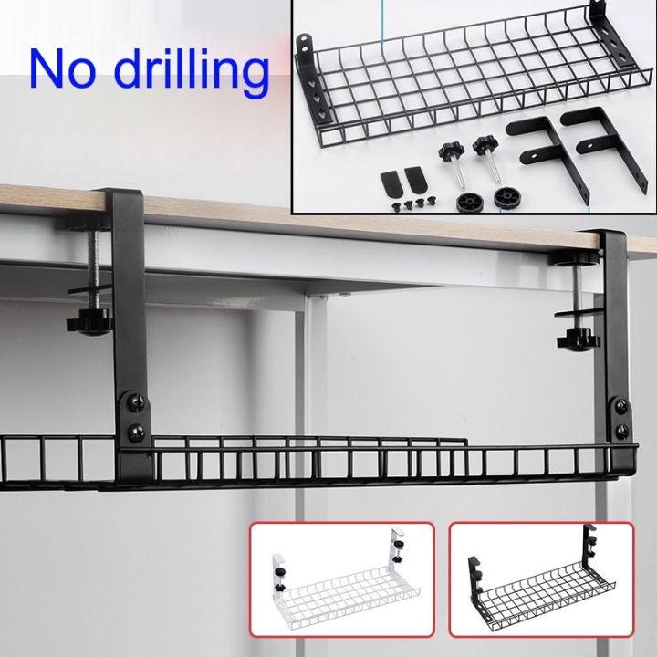 No drilling Under Desk Cable Organizer No Drill Table Wire Management ...