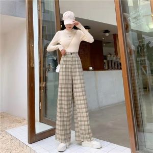 HoneyFashion--Wide Leg Pants For Women Korean Plus Size Button Straight Loose Casual Trousers Oversized